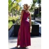 299-19 CHIARA elegantní dlouhé maxi šaty na ramínka - fuchsiové se třpytkami