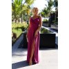 299-19 CHIARA elegantní dlouhé maxi šaty na ramínka - fuchsiové se třpytkami