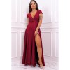 Šaty dlouhé elegantní společenské bez rukávu dámské nadrozměr (36-52) POLSKÁ MÓDA PMLBF24GALA15 (Velikost 36, Barva vínová)