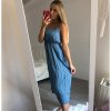 Šaty na ramínka riflové dlouhé letní dámské (S/M ONE SIZE) ITALSKÁ MÓDA IM721175/DR (Velikost S/M/L, Barva světle modrá)