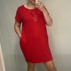 Šaty letní krátký rukáv s přívěskem dámské (XL/2XL ONE SIZE) ITALSKÁ MÓDA IM2212210/DR (Velikost XL/2XL, Barva Černá)