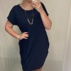 Šaty letní krátký rukáv s přívěskem dámské (XL/2XL ONE SIZE) ITALSKÁ MÓDA IM2212210/DR (Velikost XL/2XL, Barva Černá)