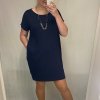 Šaty letní krátký rukáv s přívěskem dámské (XL/2XL ONE SIZE) ITALSKÁ MÓDA IM2212210/DR (Velikost XL/2XL, Barva Černá)