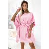 287-30 SOFIA Motýlí šaty - pastelově růžové (Velikost S/M/L)