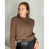Svetr se stojáčkem dlouhý rukáv dámský (S/M ONE SIZE) ITALSKÁ MÓDA IMWA258655/DR (Velikost S/M, Barva hnědá)