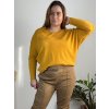 Svetr tenký dlouhý rukáv dámský nadrozměr (54/56/58 ONE SIZE) ITALSKÁ MODA IM724336/DR (Velikost 56/58, Barva žlutá hořčicová)
