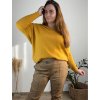 Svetr tenký dlouhý rukáv dámský nadrozměr (54/56/58 ONE SIZE) ITALSKÁ MODA IM724336/DR (Velikost 56/58, Barva žlutá hořčicová)