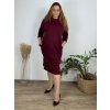 Šaty mikinové volnočasové dlouhý rukáv s golerem dámské nadrozměr (52/54/56 ONE SIZE) ITALSKÁ MÓDA IM521154/DR (Velikost 54/56, Barva Černá)