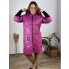 Bunda prodloužená slabá dlouhý rukáv dámská nadrozměr (48/50/52 ONE SIZE) ITALSKÁ MÓDA IM424658/DR (Velikost 50/52, Barva růžová fuchsiová)