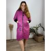 Bunda prodloužená slabá dlouhý rukáv dámská nadrozměr (48/50/52 ONE SIZE) ITALSKÁ MÓDA IM424658/DR (Velikost 50/52, Barva růžová fuchsiová)