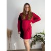 Šaty dlouhé volnočasové dlouhý rukáv dámské nadrozměr (54/56/58 ONE SIZE) ITALSKÁ MÓDA IM424670/DUR (Velikost 56/58, Barva vínová)