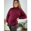 Svetr s rolákem dlouhý rukáv dámský nadrozměr (52/54/56 ONE SIZE) ITALSKÁ MÓDA IM524005/DR (Velikost 54/56, Barva vínová)