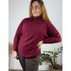 Svetr s rolákem dlouhý rukáv dámský nadrozměr (52/54/56 ONE SIZE) ITALSKÁ MÓDA IM524005/DR (Velikost 54/56, Barva vínová)
