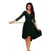 Šaty elegantní společenské s krajkou dlouhý rukáv dámský (S - 3XL) polská moda 210-3 NICOLLE NMC-210-3/DR (Velikost S, Barva zelená smaragdová)
