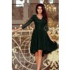 Šaty elegantní společenské s krajkou dlouhý rukáv dámský (S - 3XL) polská moda 210-3 NICOLLE NMC-210-3/DR (Velikost S, Barva zelená smaragdová)