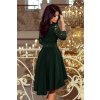 Šaty elegantní společenské s krajkou dlouhý rukáv dámský (S - 3XL) polská moda 210-3 NICOLLE NMC-210-3/DR (Velikost S, Barva zelená smaragdová)