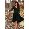 Šaty elegantní společenské s krajkou dlouhý rukáv dámský (S - 3XL) polská moda 210-3 NICOLLE NMC-210-3/DR (Velikost S, Barva zelená smaragdová)
