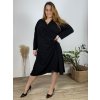 Šaty elegantní dlouhý rukáv dámské nadrozměr (54/56/58 ONE SIZE) ITALSKá MóDA IM424ZIRA/DR (Velikost 56/58, Barva Černá)