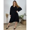 Šaty elegantní dlouhý rukáv dámské nadrozměr (54/56/58 ONE SIZE) ITALSKá MóDA IM424ZIRA/DR (Velikost 56/58, Barva Černá)