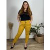 Kalhoty  strečové dámské nadrozměr BIBI(46/48/50 ONE SIZE) ITALSKÁ MÓDA IM424753/DUR (Velikost 48/50, Barva žlutá hořčicová)