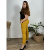Kalhoty  strečové dámské nadrozměr BIBI(46/48/50 ONE SIZE) ITALSKÁ MÓDA IM424753/DUR (Velikost 48/50, Barva žlutá hořčicová)