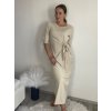 Šaty dlouhé dlouhý rukáv dámské (S/M/L ONE SIZE) ITALSKá MóDA IM525001/DU (Velikost S/M, Barva béžová)