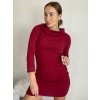 Šaty úpletové s kapucí dlouhý rukáv dámské (S/M/L ONE SIZE) ITALSKÁ MÓDA IMD24403/DU (Velikost S/M/L, Barva vínová)