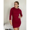 Šaty úpletové s kapucí dlouhý rukáv dámské (S/M/L ONE SIZE) ITALSKÁ MÓDA IMD24403/DU (Velikost S/M/L, Barva vínová)