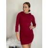 Šaty úpletové s kapucí dlouhý rukáv dámské (S/M/L ONE SIZE) ITALSKÁ MÓDA IMD24403/DU (Velikost S/M/L, Barva vínová)
