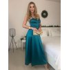 Šaty dlouhé společenské saténové na ramínka se šněrováním dámské ELISA (XS/S/M ONE SIZE) ITALSKÁ MÓDA IMPSH246456/DUR (Velikost S/M, Barva Černá)