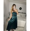 Šaty dlouhé společenské saténové na ramínka se šněrováním dámské ELISA (XS/S/M ONE SIZE) ITALSKÁ MÓDA IMPSH246456/DUR (Velikost S/M, Barva Černá)