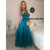 Šaty dlouhé společenské saténové na ramínka se šněrováním dámské ELISA (XS/S/M ONE SIZE) ITALSKÁ MÓDA IMPSH246456/DUR (Velikost S/M, Barva Černá)