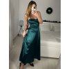 Šaty dlouhé společenské saténové na ramínka se šněrováním dámské ELISA (XS/S/M ONE SIZE) ITALSKÁ MÓDA IMPSH246456/DUR (Velikost S/M, Barva Černá)