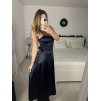 Šaty dlouhé společenské saténové na ramínka se šněrováním dámské ELISA (XS/S/M ONE SIZE) ITALSKÁ MÓDA IMPSH246456/DUR (Velikost S/M, Barva Černá)