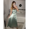 Šaty dlouhé společenské saténové na ramínka se šněrováním dámské ELISA (XS/S/M ONE SIZE) ITALSKÁ MÓDA IMPSH246456/DUR (Velikost S/M, Barva Černá)