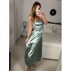 Šaty dlouhé společenské saténové na ramínka se šněrováním dámské ELISA (XS/S/M ONE SIZE) ITALSKÁ MÓDA IMPSH246456/DUR (Velikost S/M, Barva Černá)