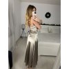 Šaty dlouhé společenské saténové na ramínka se šněrováním dámské ELISA (XS/S/M ONE SIZE) ITALSKÁ MÓDA IMPSH246456/DUR