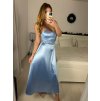 Šaty dlouhé společenské saténové na ramínka se šněrováním dámské ELISA (XS/S/M ONE SIZE) ITALSKÁ MÓDA IMPSH246456/DUR (Velikost S/M, Barva Černá)