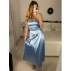 Šaty dlouhé společenské saténové na ramínka se šněrováním dámské ELISA (XS/S/M ONE SIZE) ITALSKÁ MÓDA IMPSH246456/DUR (Velikost S/M, Barva Černá)
