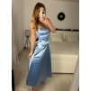 Šaty dlouhé společenské saténové na ramínka se šněrováním dámské ELISA (XS/S/M ONE SIZE) ITALSKÁ MÓDA IMPSH246456/DUR (Velikost S/M, Barva Černá)