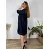 Šaty dlouhé volnočasové 3/4 rukáv dámské nadrozměr (52/54/56 ONE SIZE) ITALSKÁ MÓDA IM424592/DR (Velikost 54/56, Barva tmavě modrá)