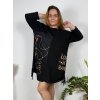 Šaty volnočasové dlouhý rukáv dámské nadrozměr (54/56/58 ONE SIZE) ITALSKÁ MÓDA IM424649-1/DR (Velikost 56/58, Barva Černá)