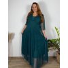 Šaty společenské elegantní třpitivé 3/4 rukáv dámské (48/50/52 ONE SIZE) ITALSKá MODA IMS25STELLA/DUR (Velikost 48/50/52, Barva Černá)