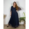 Šaty společenské elegantní třpitivé 3/4 rukáv dámské (48/50/52 ONE SIZE) ITALSKá MODA IMS25STELLA/DUR (Velikost 48/50/52, Barva Černá)