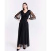 Šaty společenské elegantní třpitivé 3/4 rukáv dámské (48/50/52 ONE SIZE) ITALSKá MODA IMS25STELLA/DUR (Velikost 48/50/52, Barva Černá)