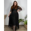 Šaty společenské elegantní třpitivé 3/4 rukáv dámské (48/50/52 ONE SIZE) ITALSKá MODA IMS25STELLA/DUR (Velikost 48/50/52, Barva Černá)