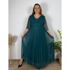 Šaty společenské elegantní třpitivé 3/4 rukáv dámské (48/50/52 ONE SIZE) ITALSKá MODA IMS25STELLA/DUR (Velikost 48/50/52, Barva Černá)