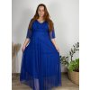 Šaty společenské elegantní třpitivé 3/4 rukáv dámské (48/50/52 ONE SIZE) ITALSKá MODA IMS25STELLA/DUR (Velikost 48/50/52, Barva Černá)
