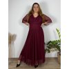 Šaty společenské elegantní třpitivé 3/4 rukáv dámské (48/50/52 ONE SIZE) ITALSKá MODA IMS25STELLA/DUR (Velikost 48/50/52, Barva Černá)