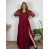 Šaty společenské elegantní krajkové s 3/4 rukávem dámské (2XL-5XL) ITALSKá MODA IMS259028/DUR (Velikost 2XL, Barva tmavě modrá)